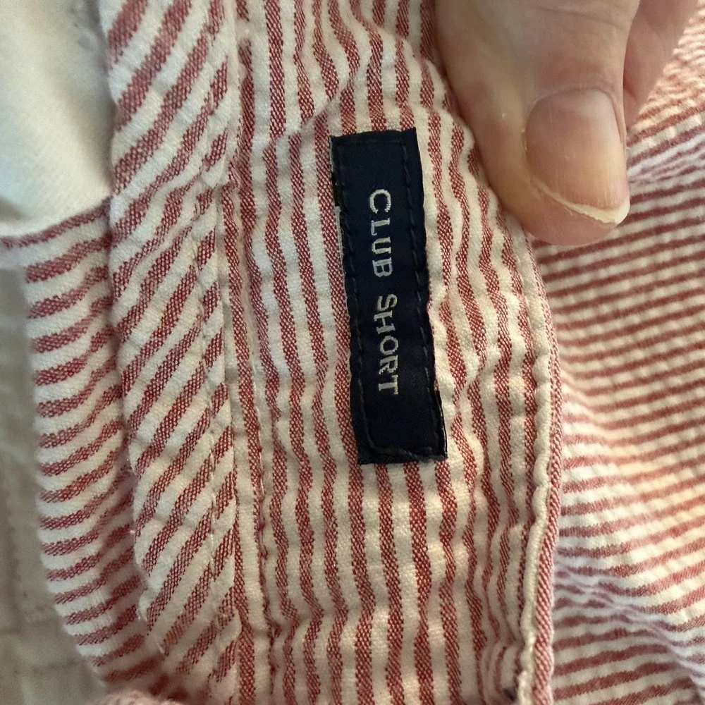 Vineyard Vines Club Shorts Mens 38 Red Seersucker Stripe Flat Front Preppy